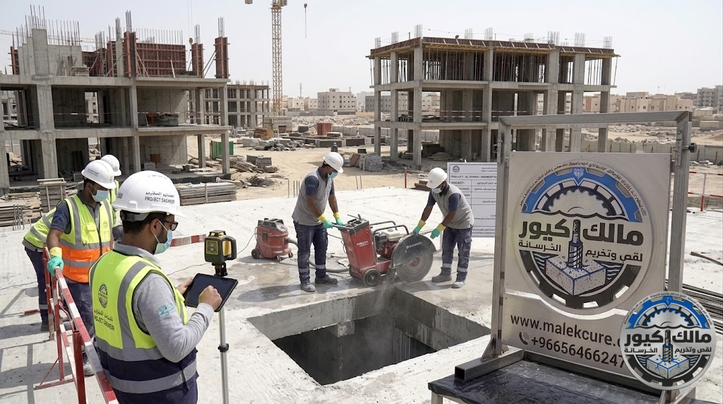 قص أسقف خرسانية حي الشرائع مكة بدون تكسير باستخدام المنشار الماسي بدقة عالية وأمان كامل